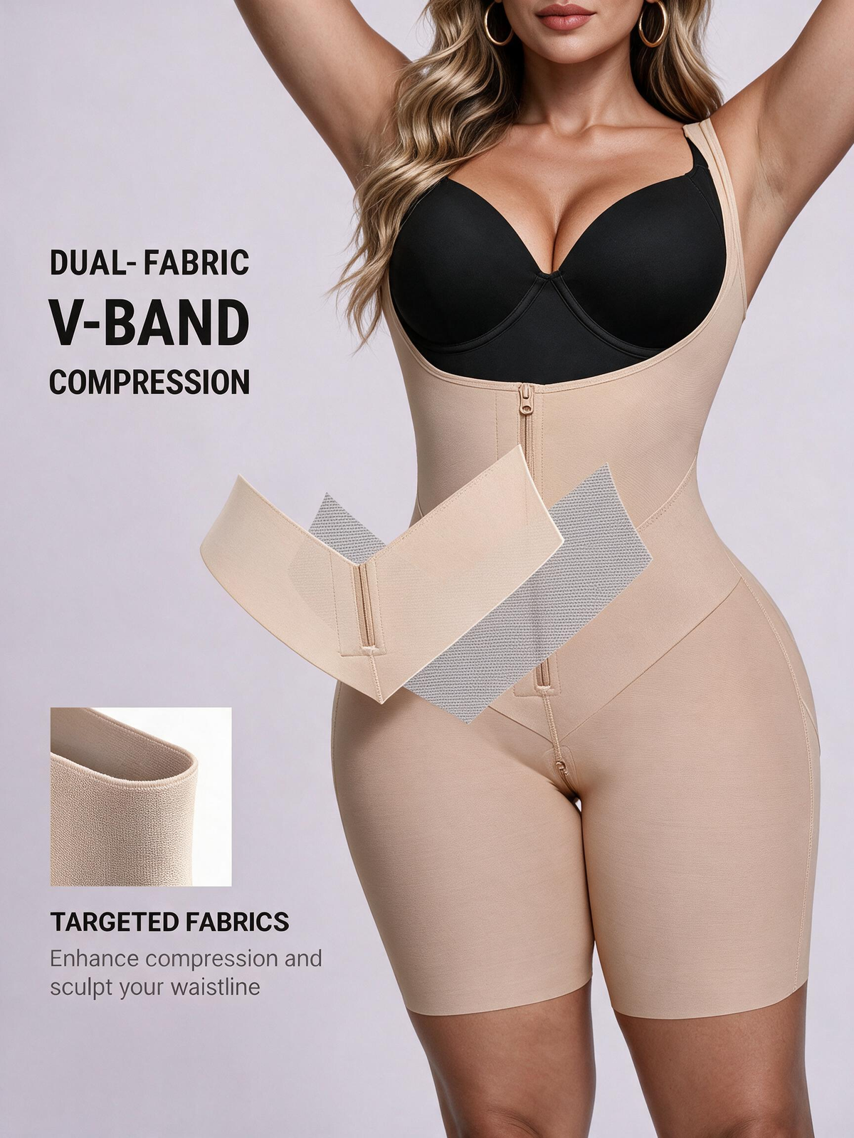 V-Shaped Faja Tummy Control Butt Lift Bodysuit