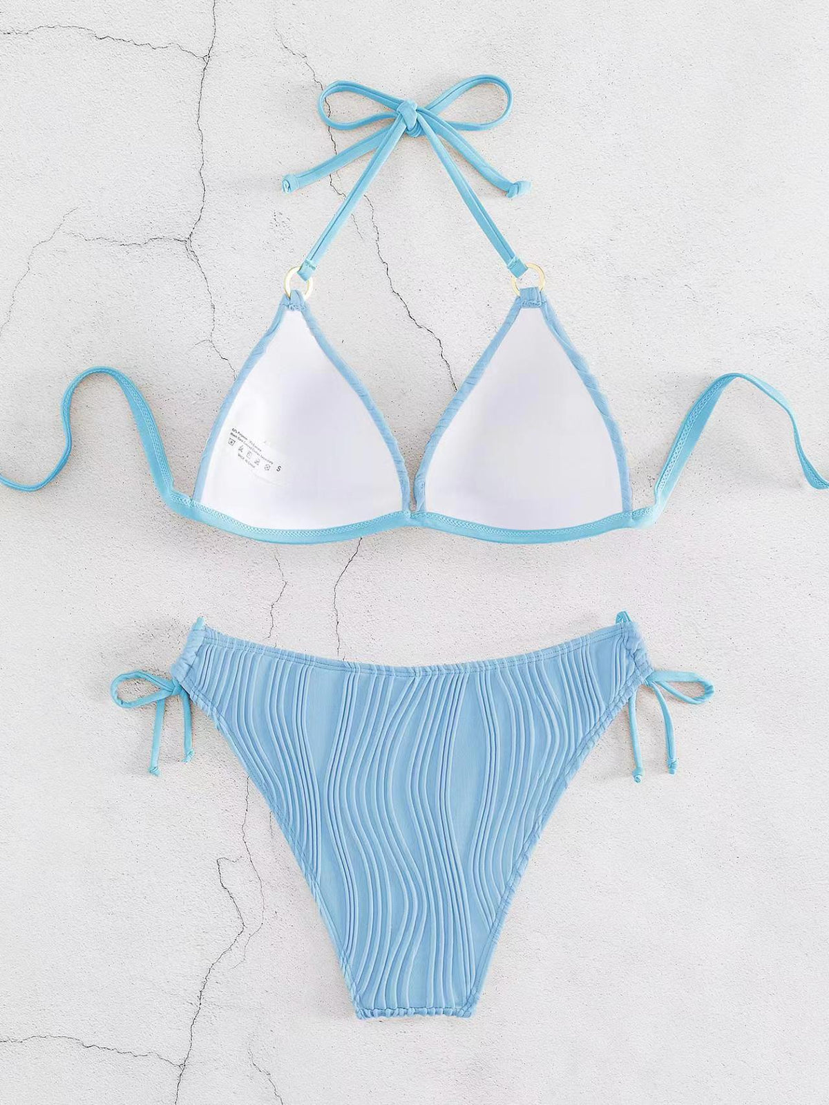 Ribbed Push-Up Halter Bikini Set