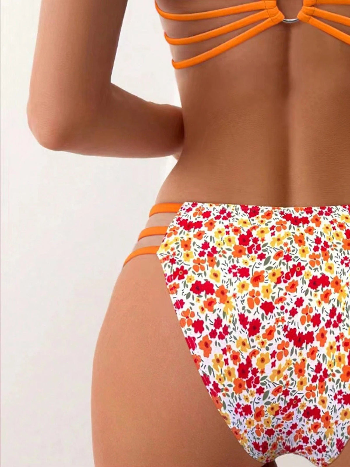 Printed Strappy-Back Scoop Bikini Set