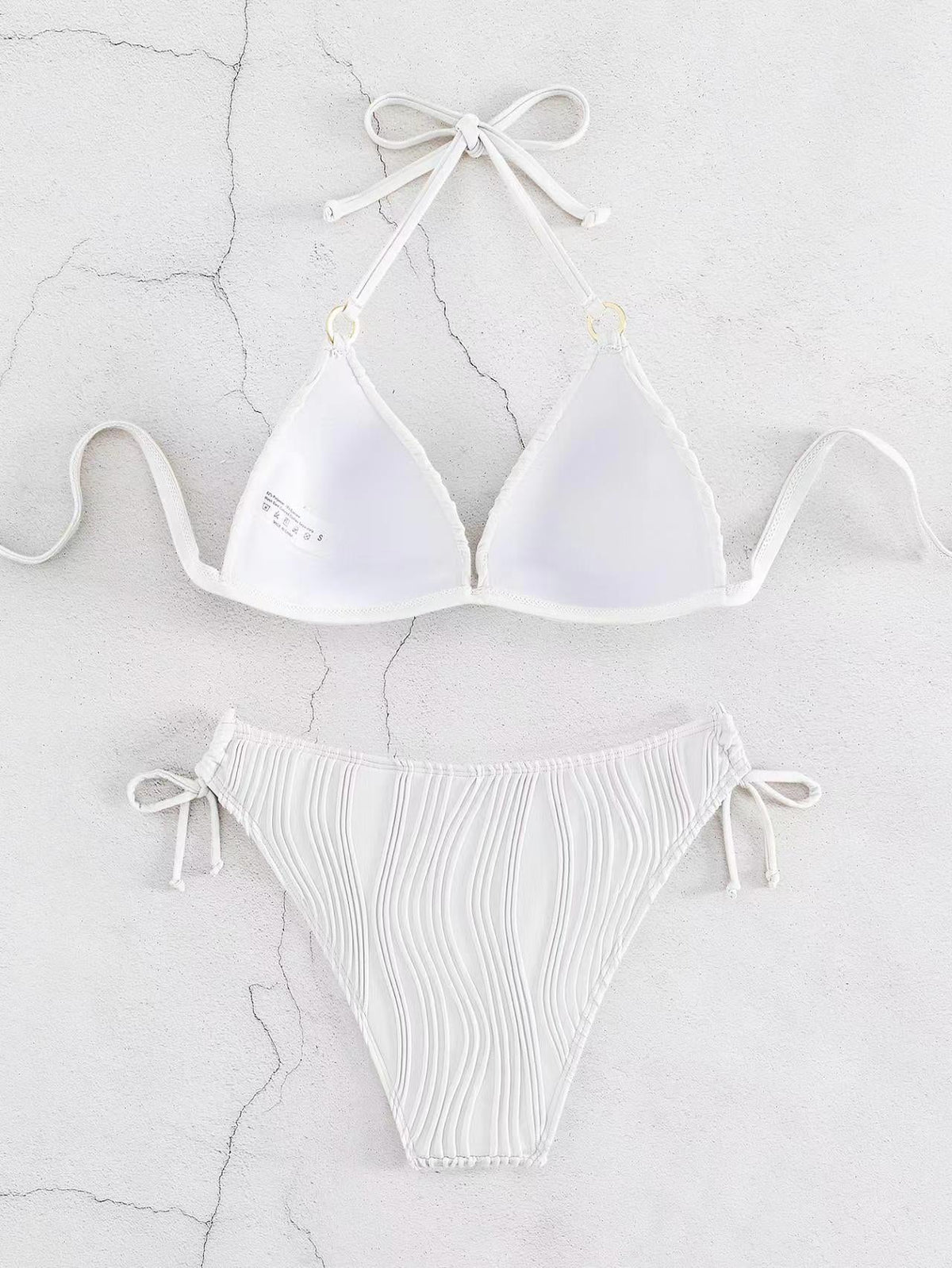 Ribbed Push-Up Halter Bikini Set