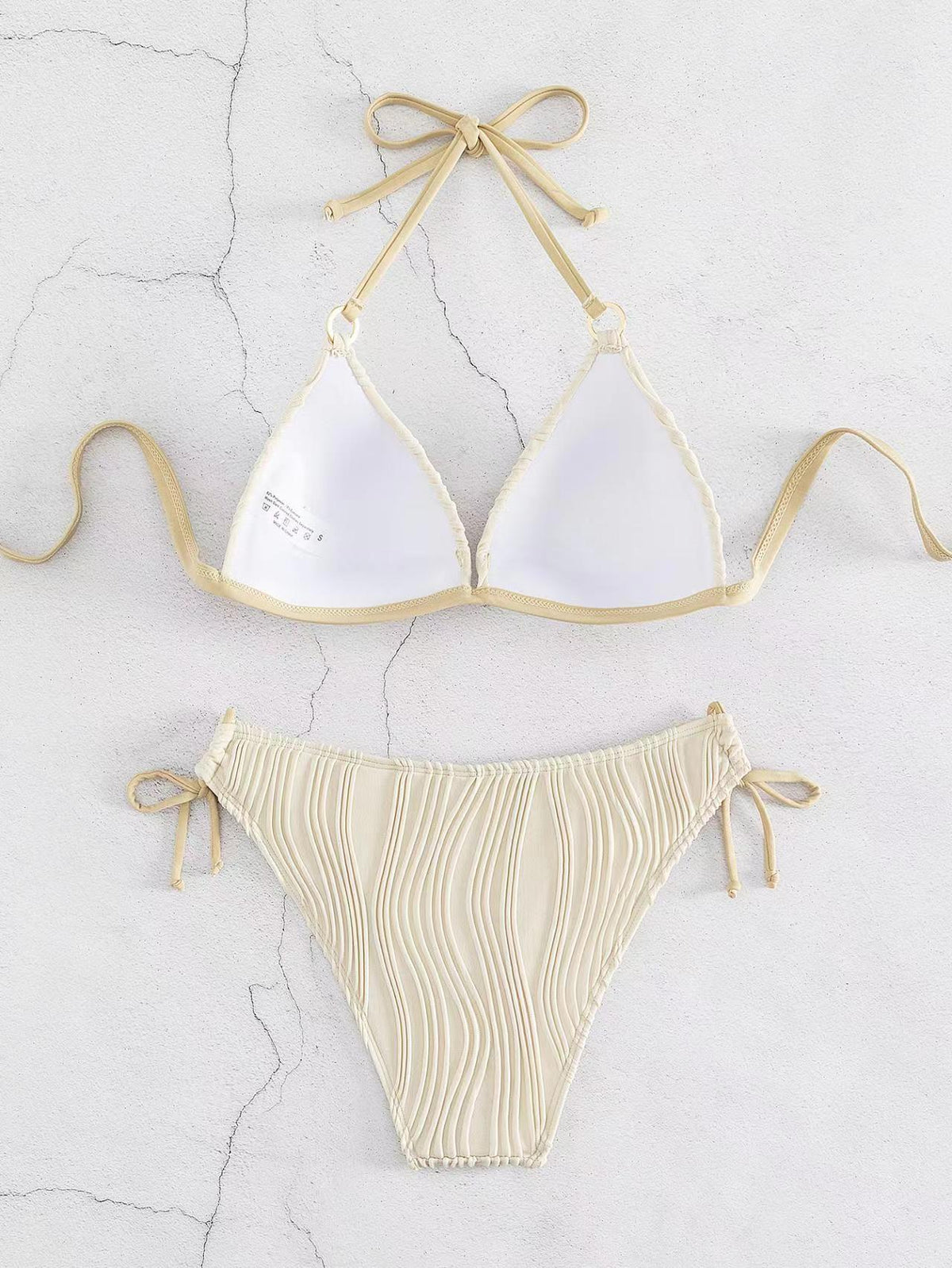 Ribbed Push-Up Halter Bikini Set