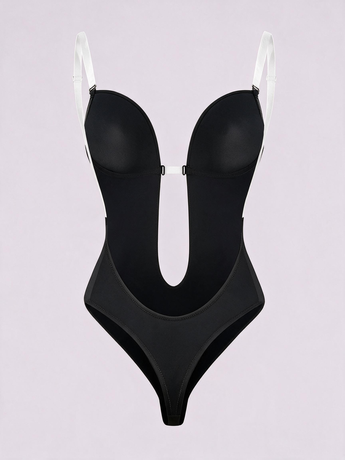 FeelinGirl Seamless Backless Built-in Bra Bodysuit with Open Crotch Comfortable Fabrics Lady Womenswear Nylon
