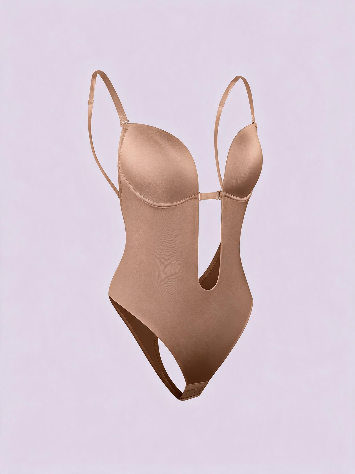FeelinGirl Seamless Backless Built-in Bra Bodysuit with Open Crotch Comfortable Fabrics Lady Womenswear Nylon